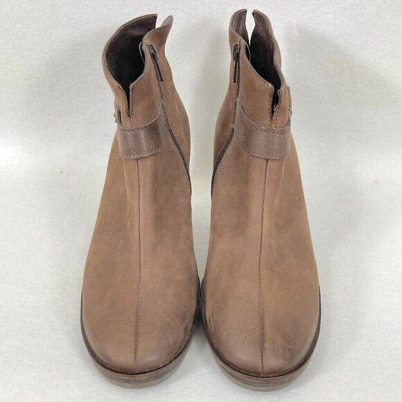Paul Green Karla Brown Leather Side Zip Ankle Booties Size 5.5 - Picture 4 of 8